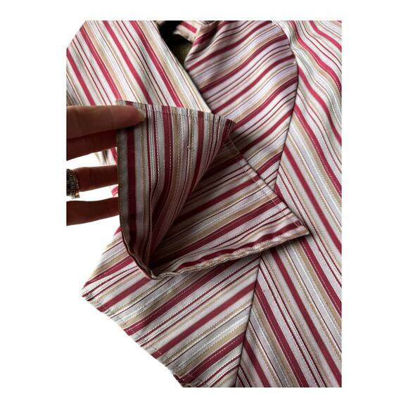 Vintage 70's Retro stripped bouse dagger collar large fold back cuffs size large - Picture 9 of 12